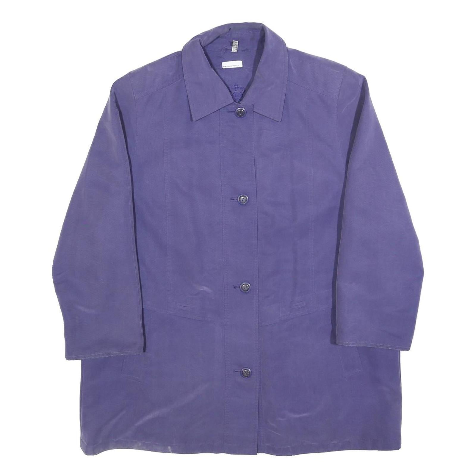 Womens Purple Button Jacket UK 18 Polyester Blend Classic Plain Stylish