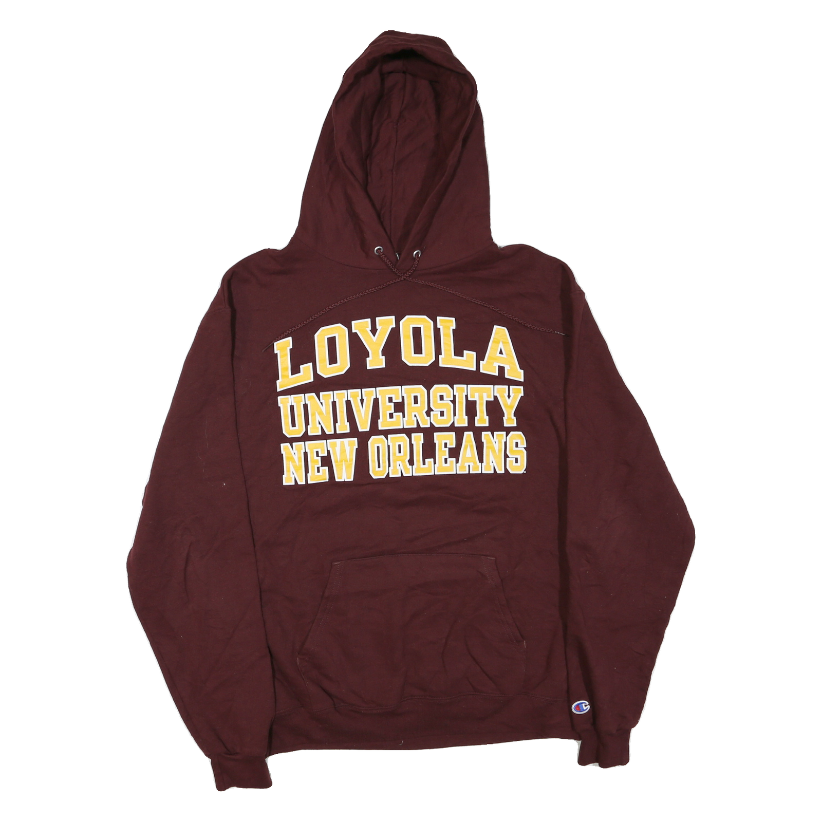 CHAMPION Mens Maroon Loyola University New Orleans Pullover Hoodie L Cotton