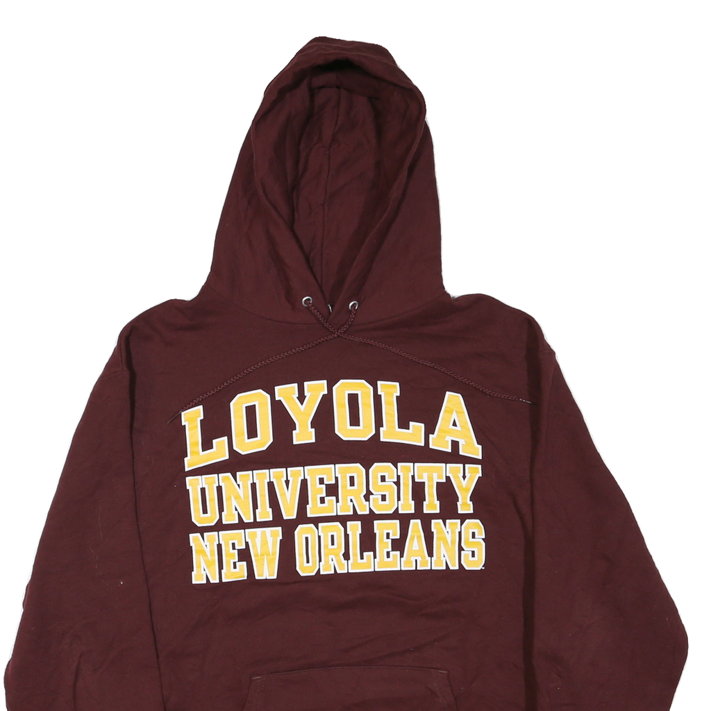 CHAMPION Mens Maroon Loyola University New Orleans Pullover Hoodie L Cotton