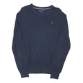TOMMY HILFIGER Mens Navy Plain V-Neck Basic Knit Jumper M Cotton Blend