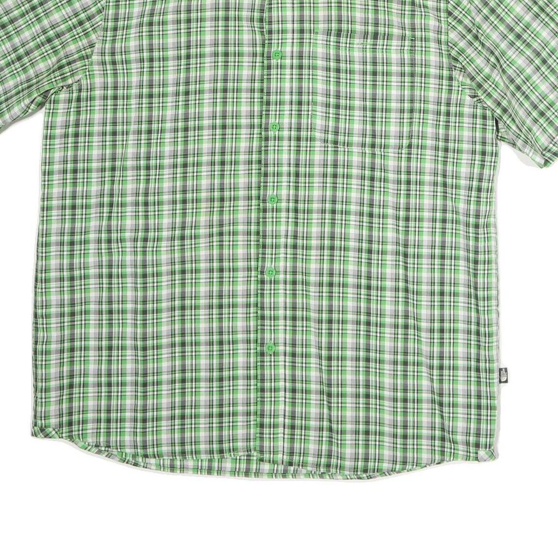THE NORTH FACE Mens Green & White Check Shirt L Lightweight Cotton Casual