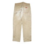 DICKIES Mens Cotton Blend Beige Regular Fit Straight Leg Trousers W34 L32
