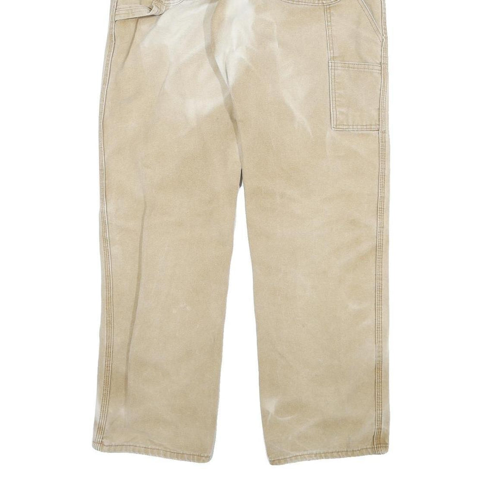 DICKIES Mens Cotton Blend Beige Regular Fit Straight Leg Trousers W34 L32