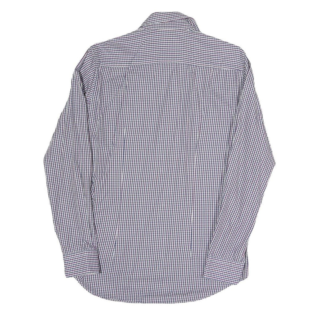 JOOP Mens Blue & White Checked Shirt M Cotton Blend Classic Long Sleeve Button
