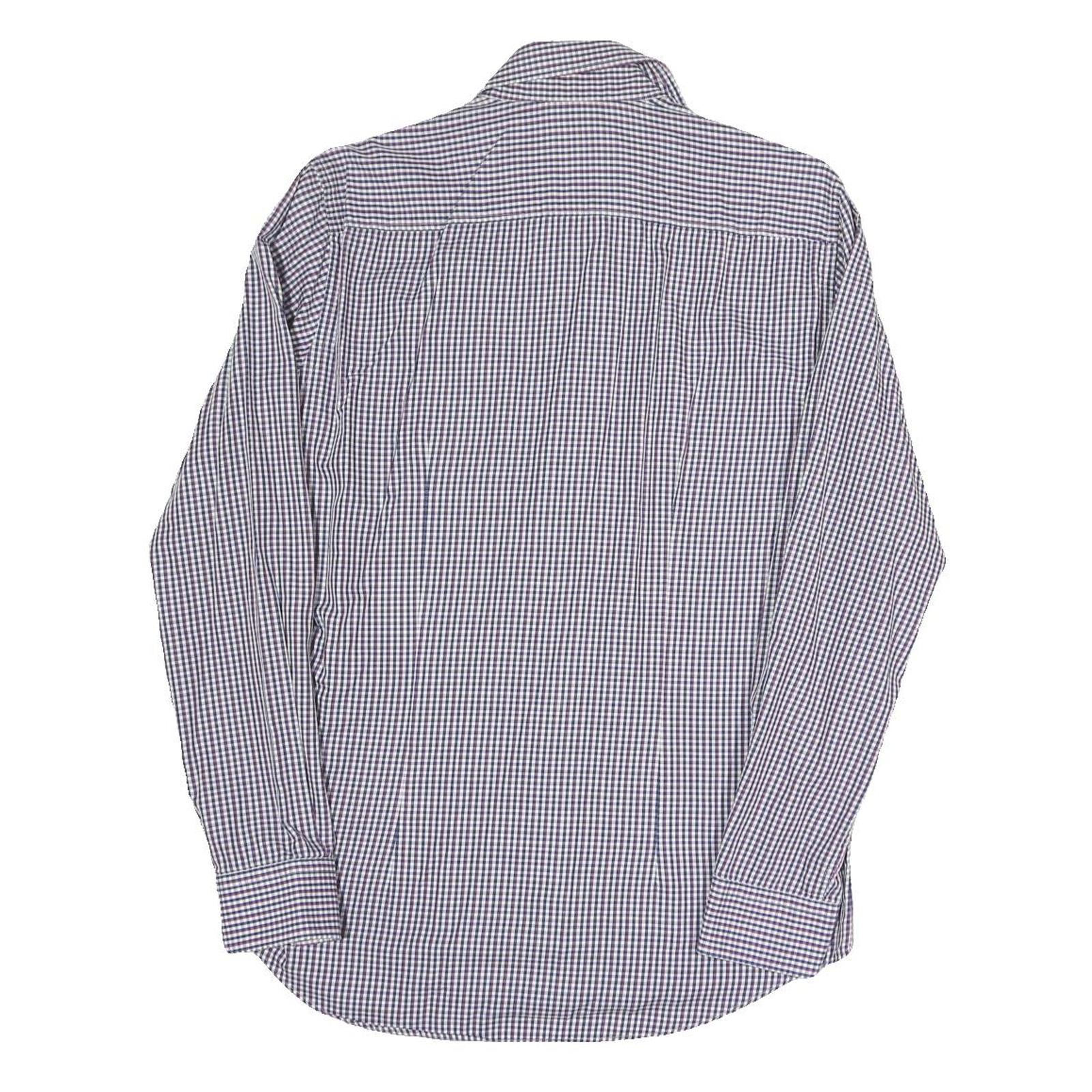 JOOP Mens Blue & White Checked Shirt M Cotton Blend Classic Long Sleeve Button