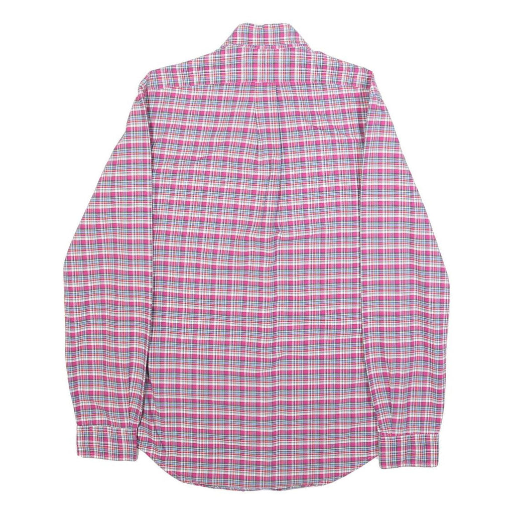 RALPH LAUREN Mens Pink & Blue Check Shirt XS Button-Down Collar Long Sleeve