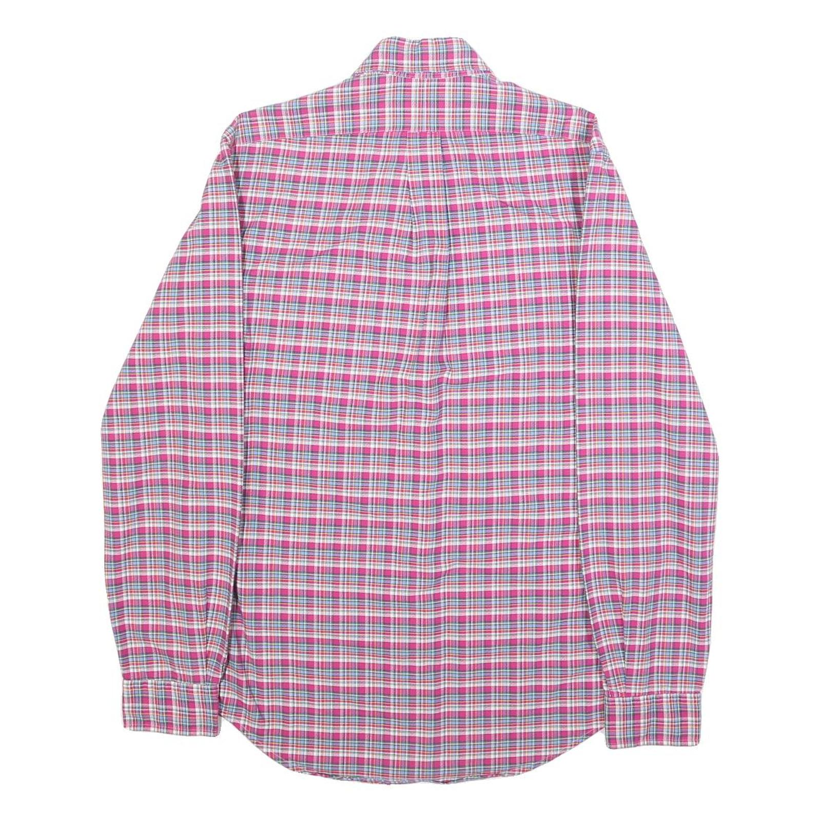 RALPH LAUREN Mens Pink & Blue Check Shirt XS Button-Down Collar Long Sleeve