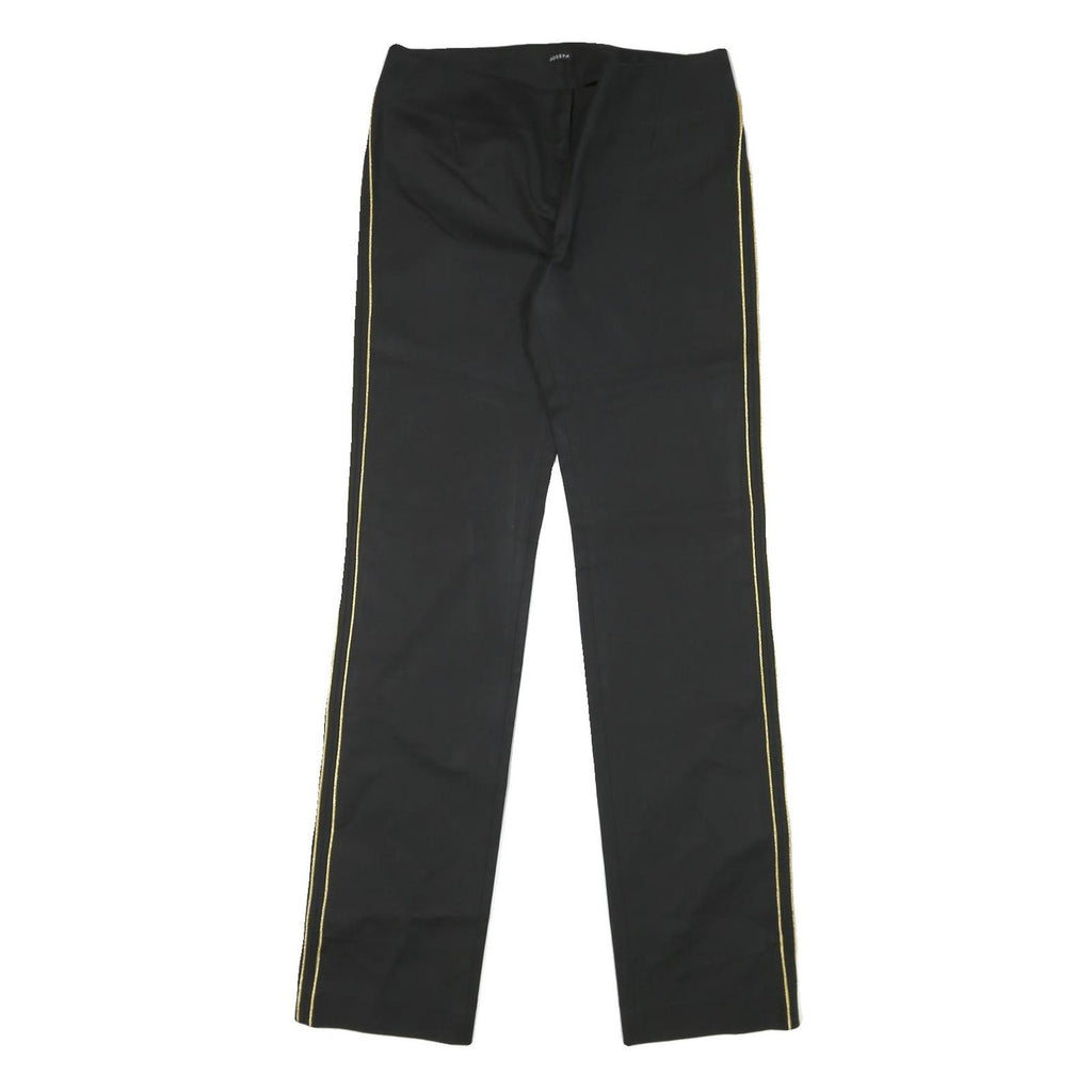 JOSEPH Womens Cotton Blend Black Regular Straight Trousers W31 L34 Zip Casual