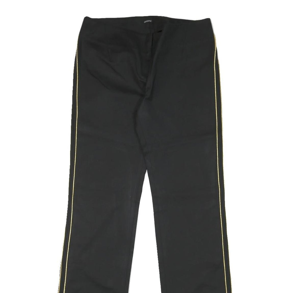 JOSEPH Womens Cotton Blend Black Regular Straight Trousers W31 L34 Zip Casual
