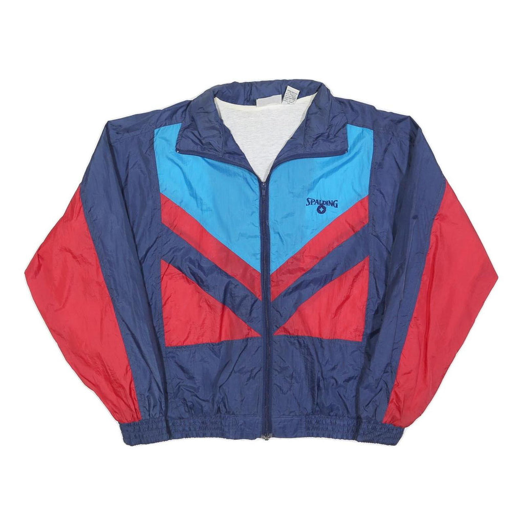 SPADLING Mens Blue & Red Nylon Zip Jacket M Sports Casual Retro Lightweight