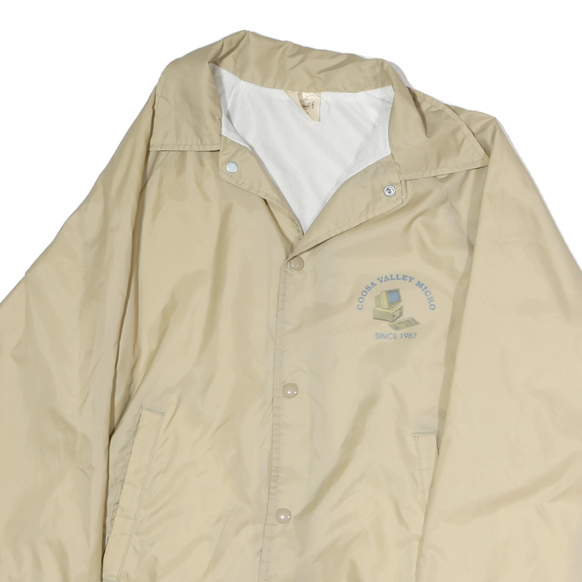 AUBURN Mens Beige Polyester Button Jacket S Plain Lightweight Casual