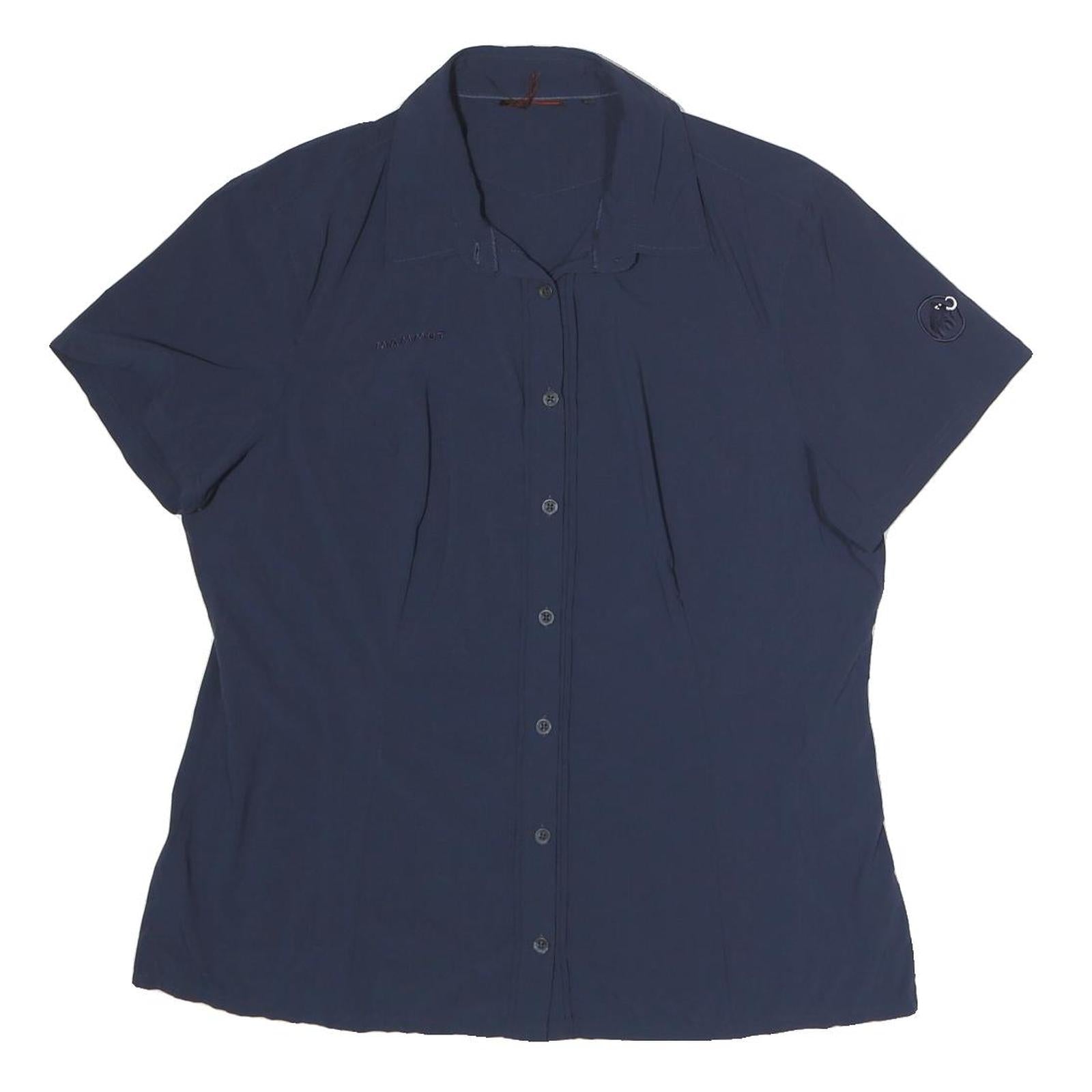 MAMMOT Womens Navy Blue Shirt Polyester Blend M Casual Button-Up Short Sleeve