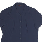 MAMMOT Womens Navy Blue Shirt Polyester Blend M Casual Button-Up Short Sleeve