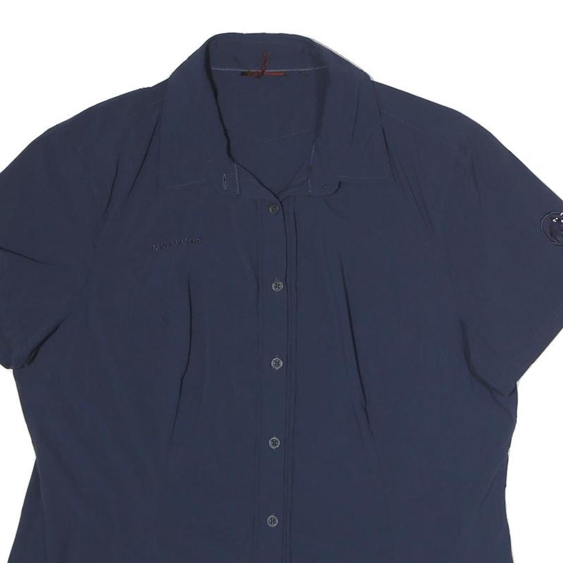 MAMMOT Womens Navy Blue Shirt Polyester Blend M Casual Button-Up Short Sleeve