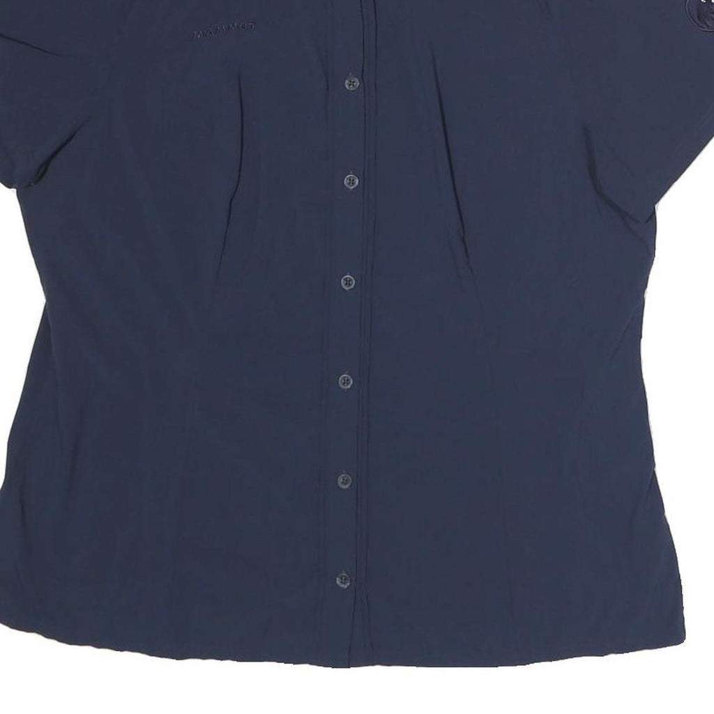 MAMMOT Womens Navy Blue Shirt Polyester Blend M Casual Button-Up Short Sleeve