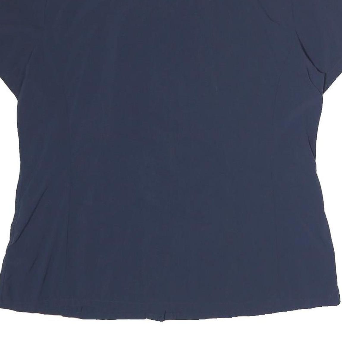 MAMMOT Womens Navy Blue Shirt Polyester Blend M Casual Button-Up Short Sleeve