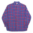 Mens Blue & Red Check Cotton Shirt M Long Sleeve Casual Classic Button Collar