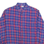 Mens Blue & Red Check Cotton Shirt M Long Sleeve Casual Classic Button Collar