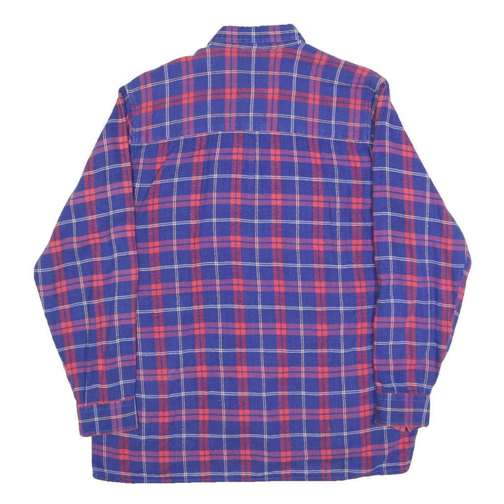 Mens Blue & Red Check Cotton Shirt M Long Sleeve Casual Classic Button Collar