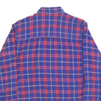 Mens Blue & Red Check Cotton Shirt M Long Sleeve Casual Classic Button Collar