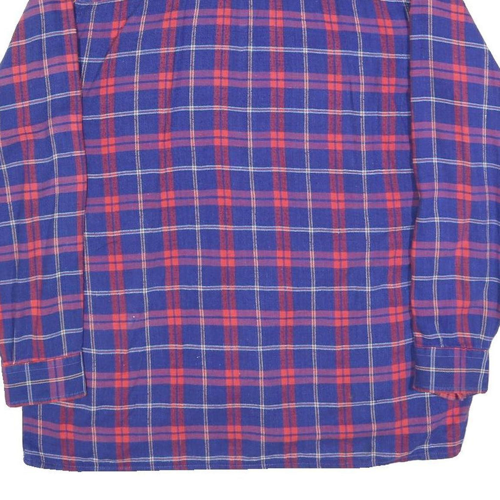 Mens Blue & Red Check Cotton Shirt M Long Sleeve Casual Classic Button Collar