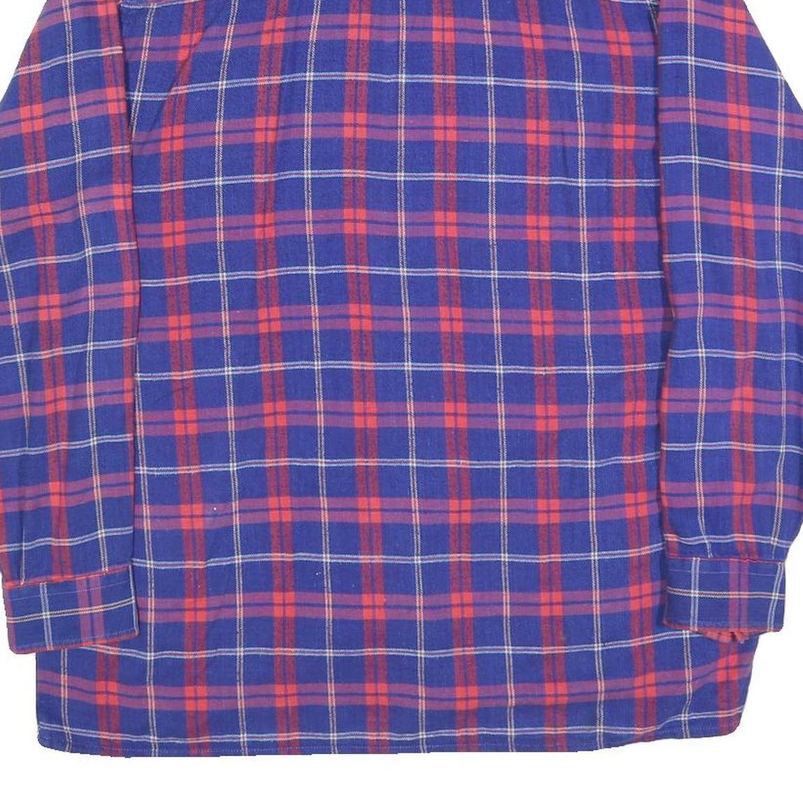 Mens Blue & Red Check Cotton Shirt M Long Sleeve Casual Classic Button Collar