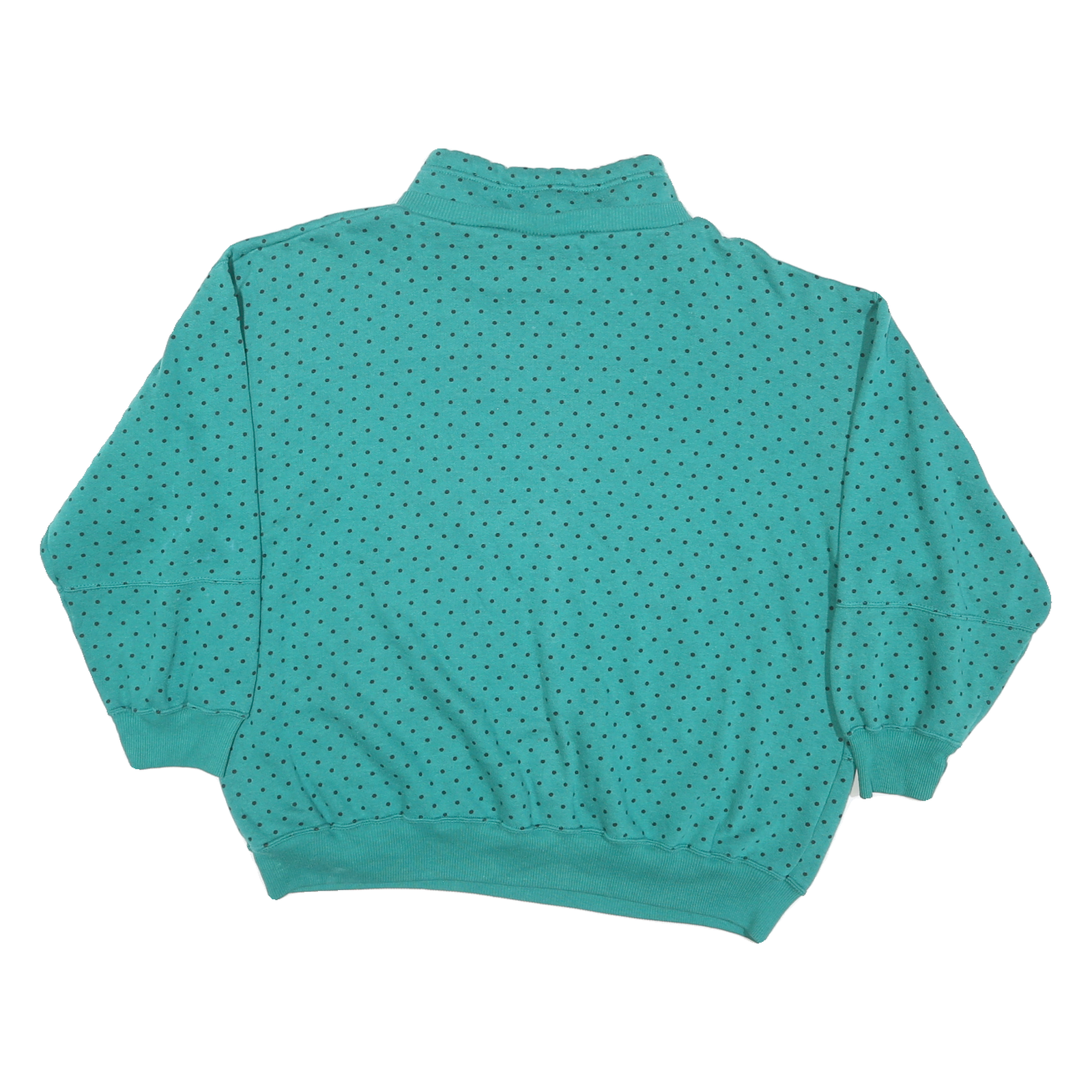 TREND BASICS Mens Green Sweatshirt High Neck L Polka Dot Cotton Blend