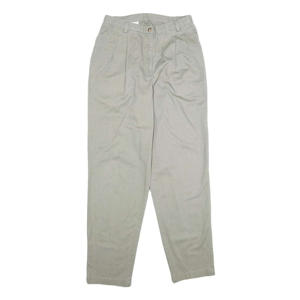 Womens Cotton Beige Regular Fit Straight Leg Trousers W28 L32 Classic Comfort