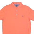 TOMMY HILFIGER Mens Orange Polo Shirt Short Sleeve M Cotton Blend Casual