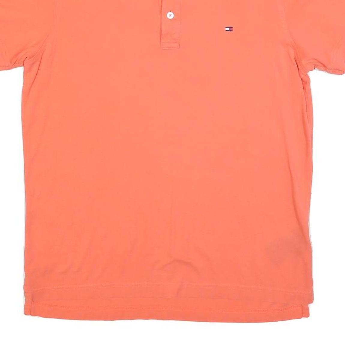 TOMMY HILFIGER Mens Orange Polo Shirt Short Sleeve M Cotton Blend Casual