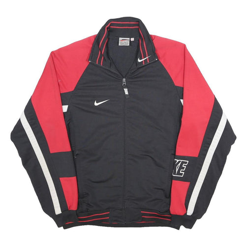 NIKE Mens Black & Red Sports Zip Jacket S Polyester Track Top Retro