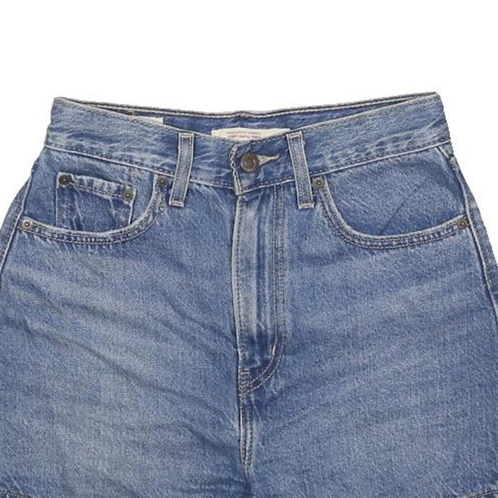 LEVI'S Womens Denim Blue Casual Shorts XS W24 Cotton Blend High Waist