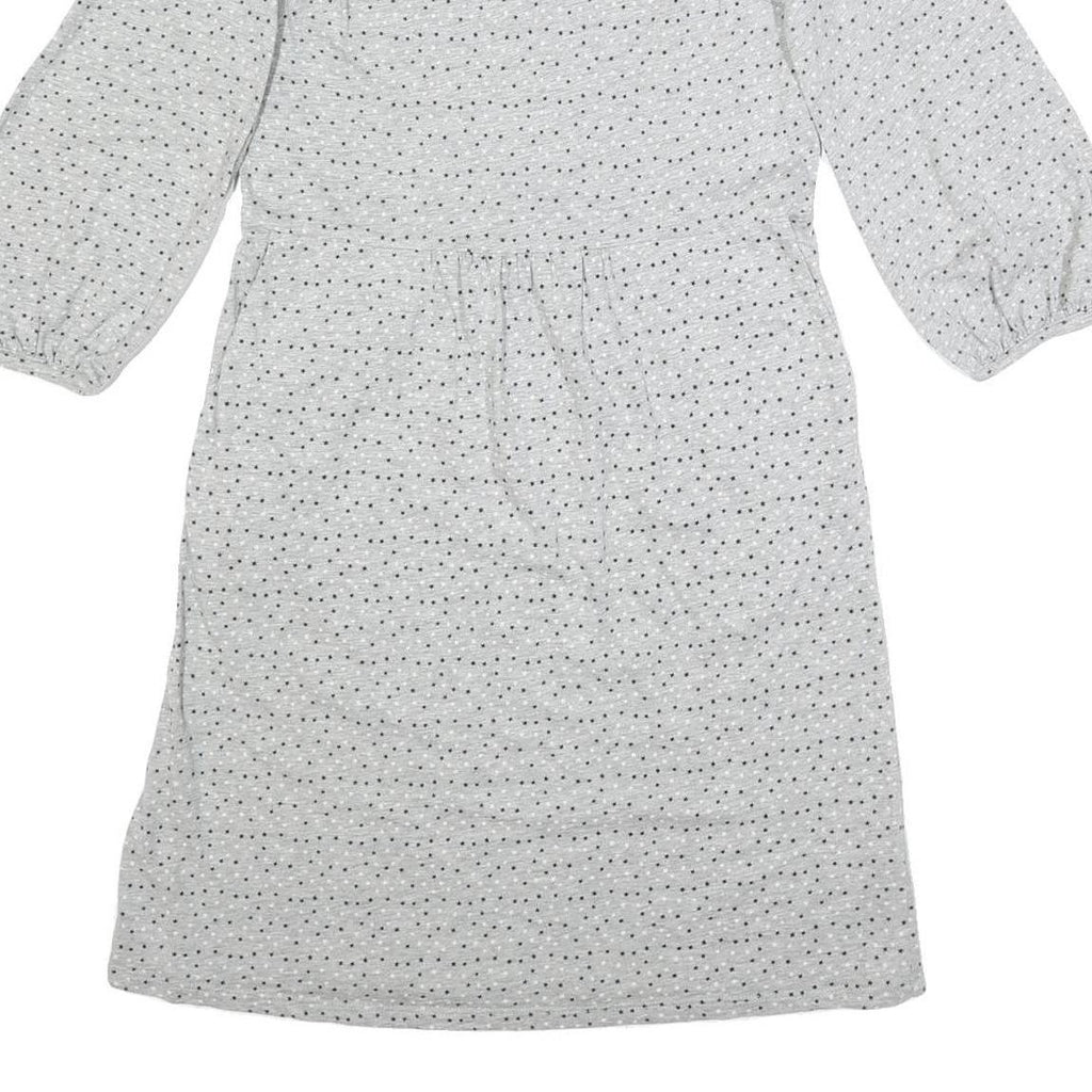 BODEN Womens Grey Cotton Day Dress Polka Dot Long Sleeve UK 10 Casual