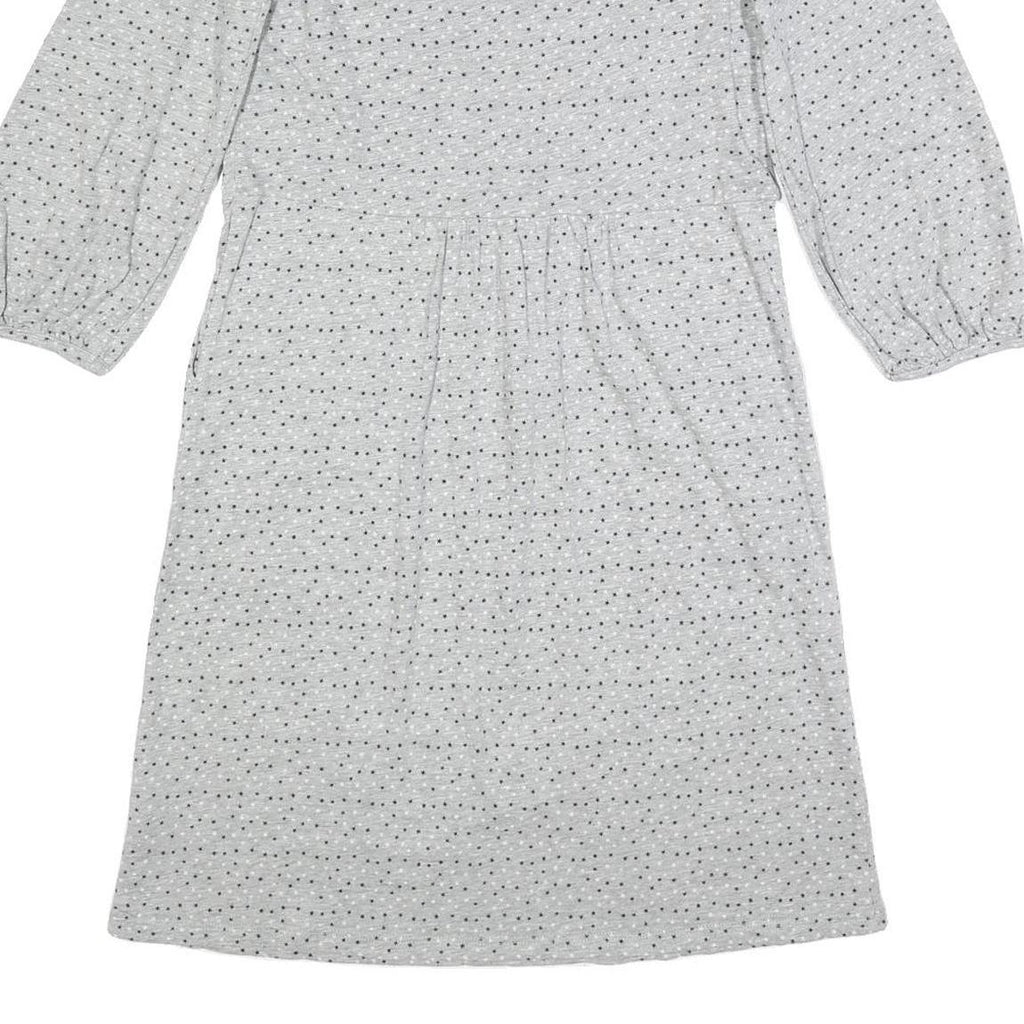 BODEN Womens Grey Cotton Day Dress Polka Dot Long Sleeve UK 10 Casual