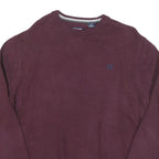 CHAPS Mens Maroon Jumper Plain Crew Neck Basic Knit L Casual Cotton Blend