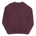 CHAPS Mens Maroon Jumper Plain Crew Neck Basic Knit L Casual Cotton Blend