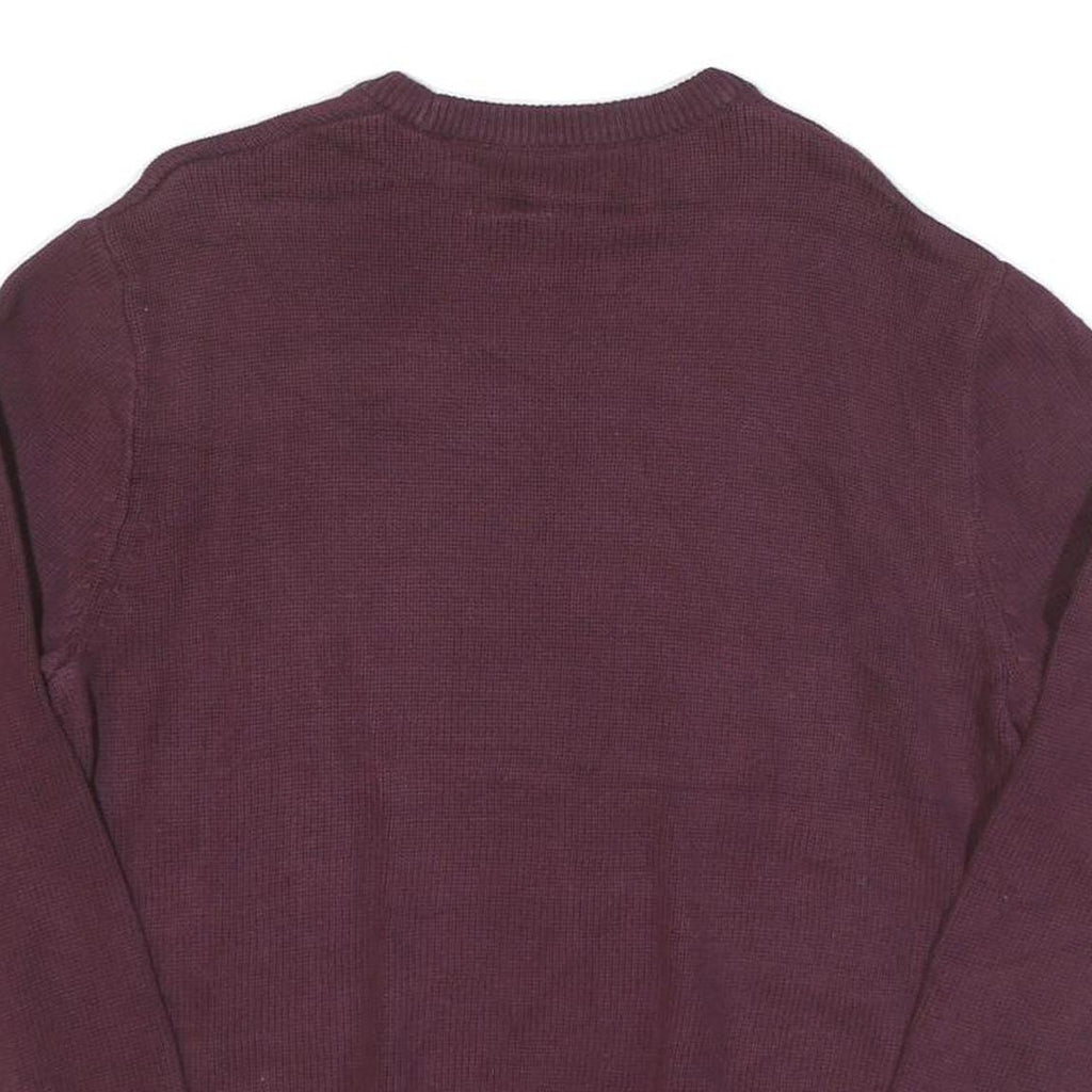 CHAPS Mens Maroon Jumper Plain Crew Neck Basic Knit L Casual Cotton Blend