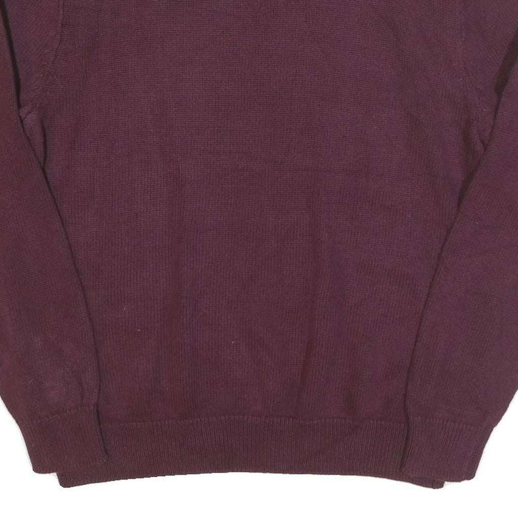 CHAPS Mens Maroon Jumper Plain Crew Neck Basic Knit L Casual Cotton Blend