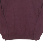 CHAPS Mens Maroon Jumper Plain Crew Neck Basic Knit L Casual Cotton Blend