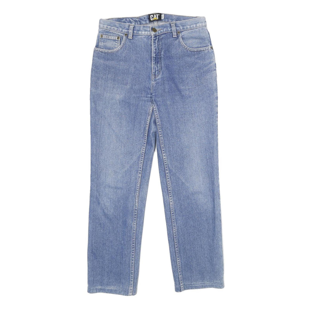 CAT Womens Blue Regular Straight Denim Light W30 L30 Zip Cotton Jeans