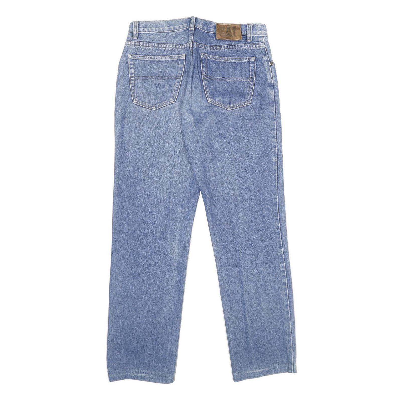 CAT Womens Blue Regular Straight Denim Light W30 L30 Zip Cotton Jeans