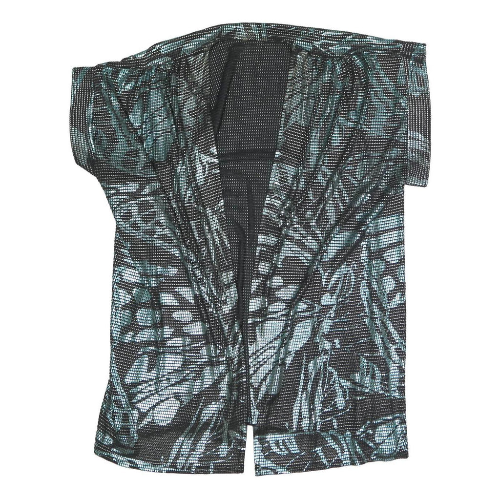 Womens Black & Green Printed Top Short Sleeve V-Neck XL Summer Casual