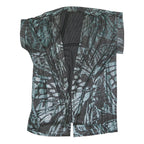 Womens Black & Green Printed Top Short Sleeve V-Neck XL Summer Casual