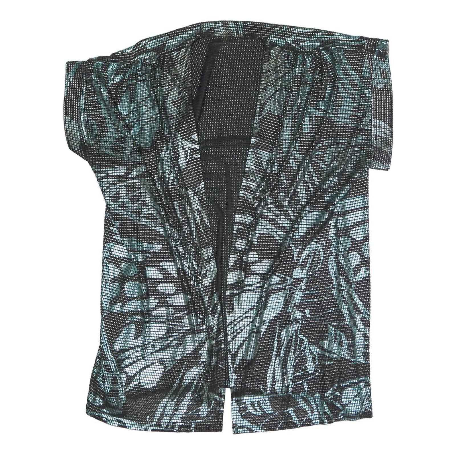 Womens Black & Green Printed Top Short Sleeve V-Neck XL Summer Casual