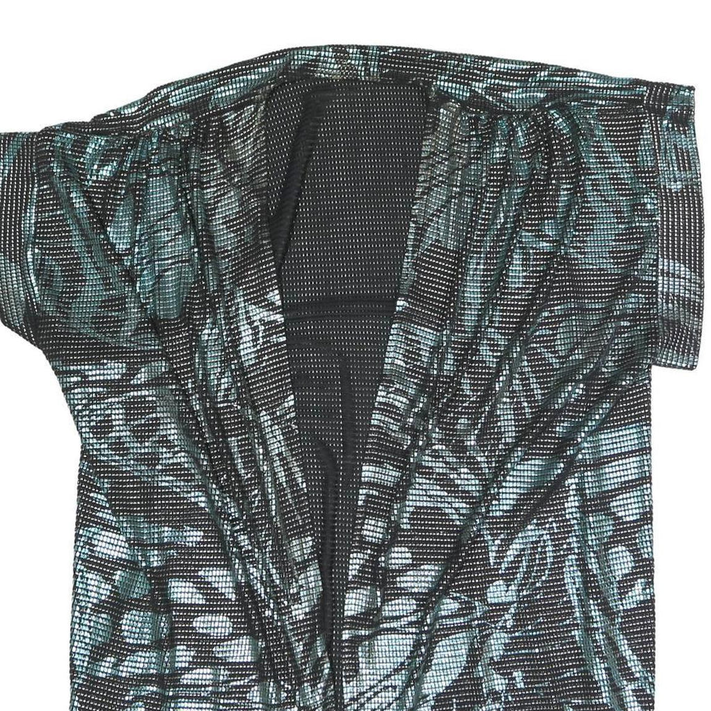 Womens Black & Green Printed Top Short Sleeve V-Neck XL Summer Casual