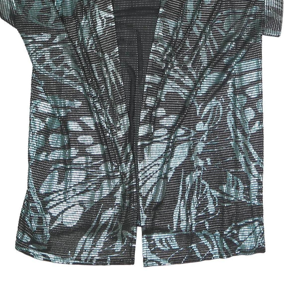 Womens Black & Green Printed Top Short Sleeve V-Neck XL Summer Casual