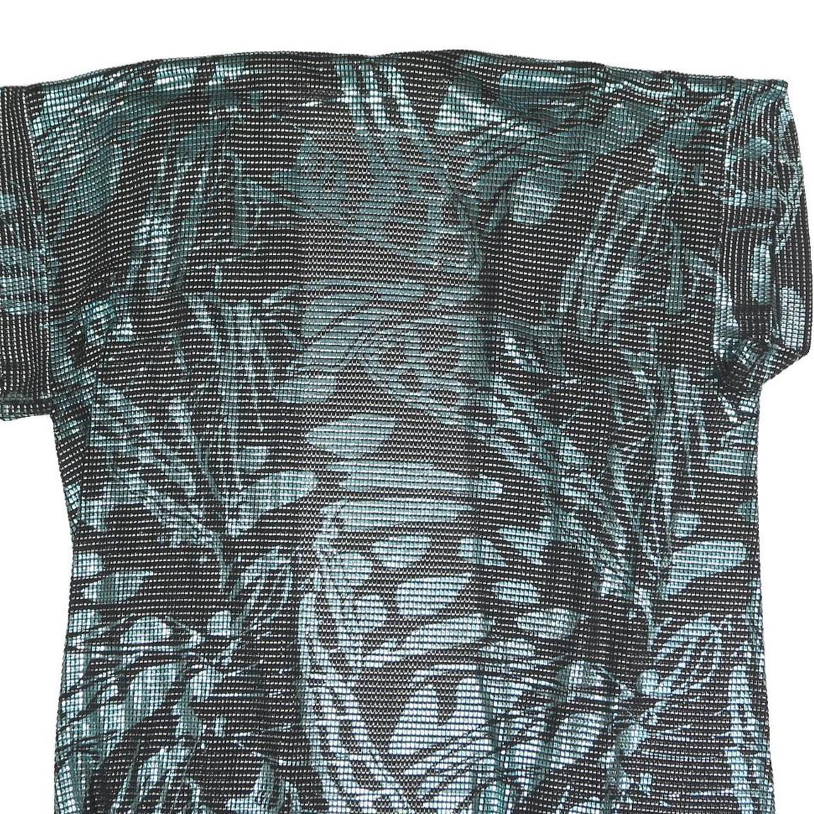 Womens Black & Green Printed Top Short Sleeve V-Neck XL Summer Casual