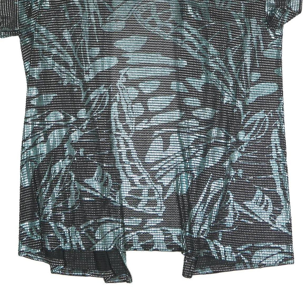 Womens Black & Green Printed Top Short Sleeve V-Neck XL Summer Casual