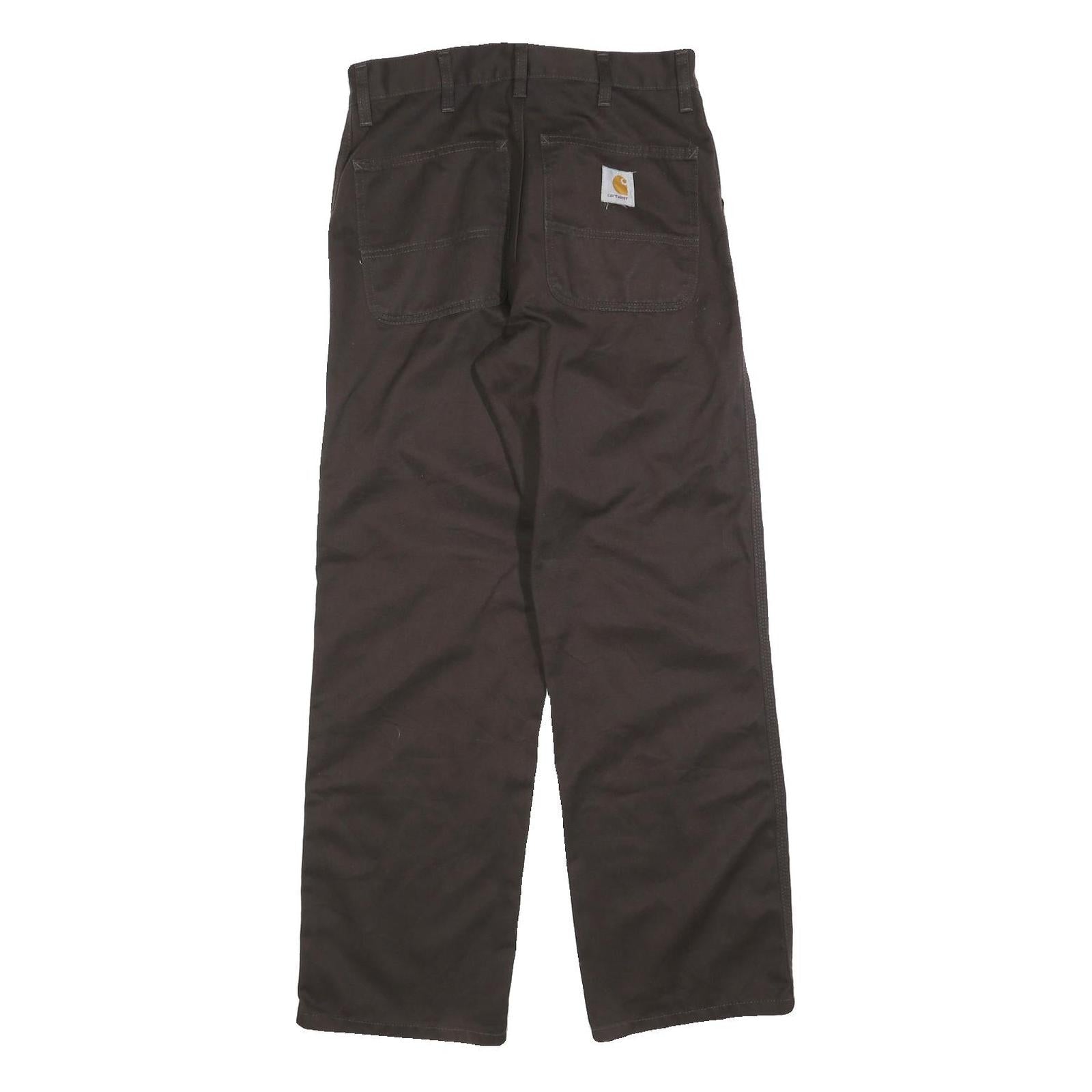 CARHARTT Mens Cotton Blend Brown Regular Fit Straight Trousers W29 L32 Workwear