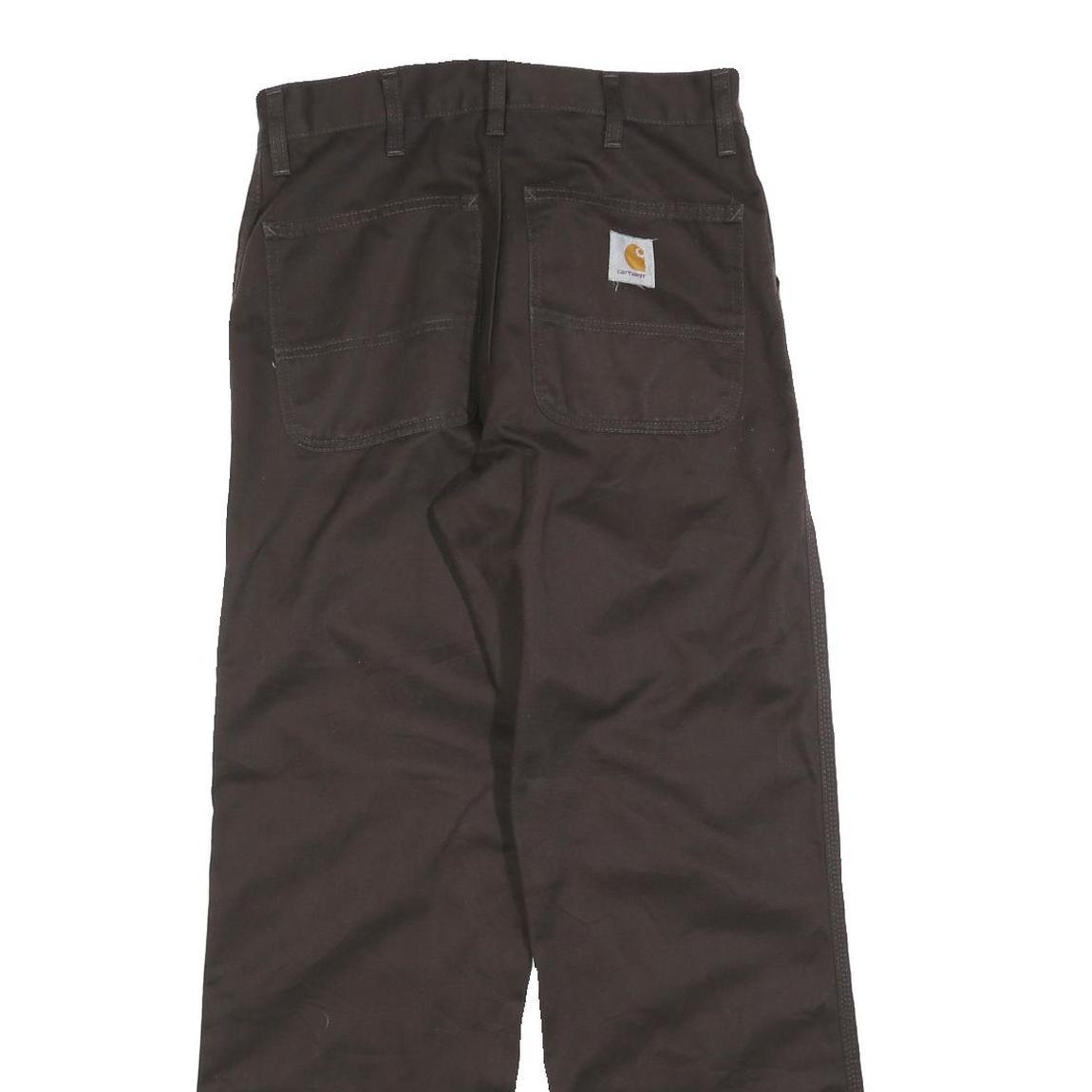 CARHARTT Mens Cotton Blend Brown Regular Fit Straight Trousers W29 L32 Workwear